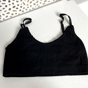 Free Press Bralette Stretch Ribbed Black Women’s Medium Adjustable Straps 🖤